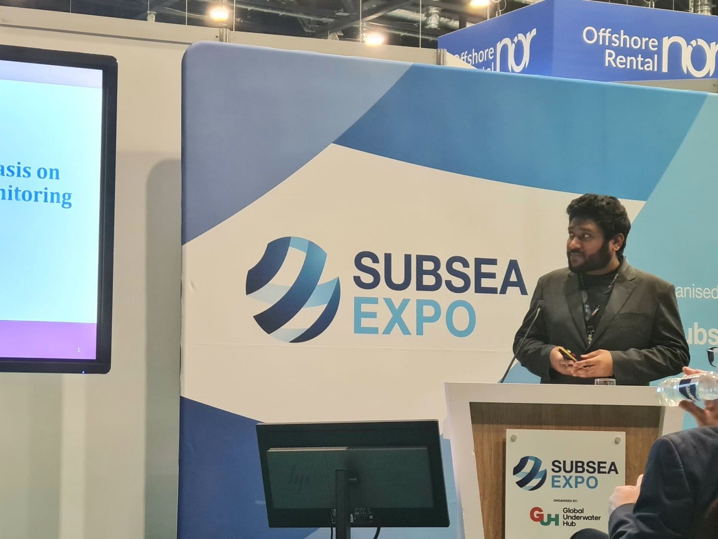 Dr. Junayed Hasan giving invited talk on AI driven subsea inspection with Acoustic Emission data at Subsea Expo 2023